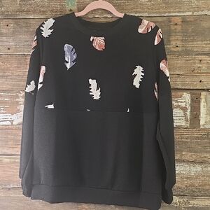 SHEIN Black Feather Print Blouse